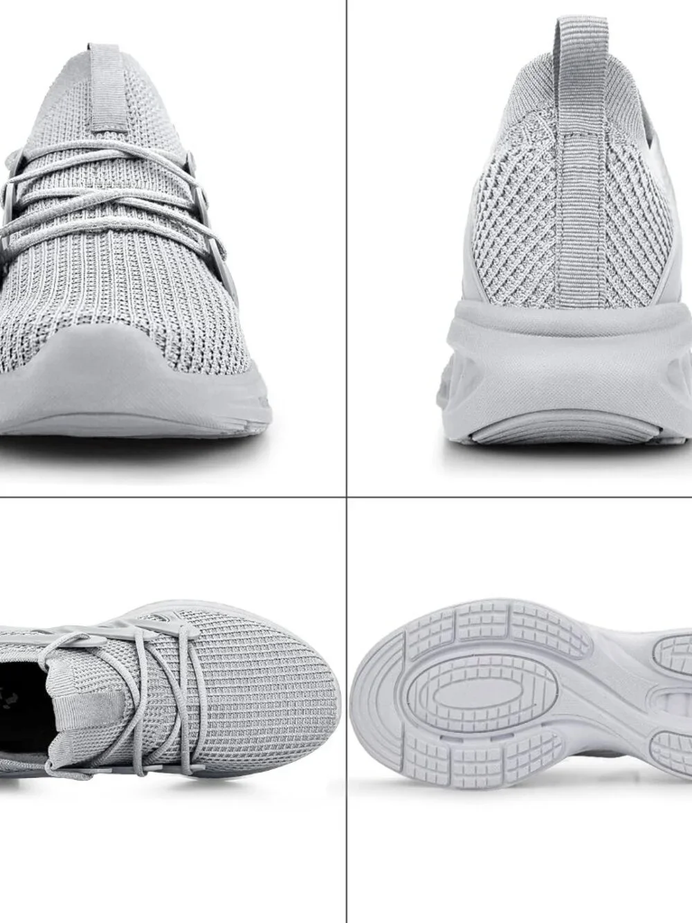 Men's Light Grey Breathable Non Slip Running Athletic Gym Tennis Sneaker Shoes - Picture 6 of 6